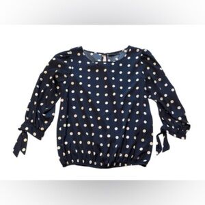 Metaphor Navy and White Polka Dot Blouse